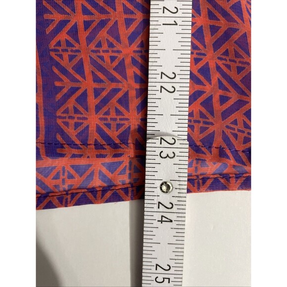 Everly Sheer Sleeveless Blouse S Purple Orange Geometric Print  Lightweight Top - Picture 4 of 8